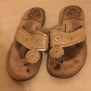 Jack Rogers gold and beige sandals